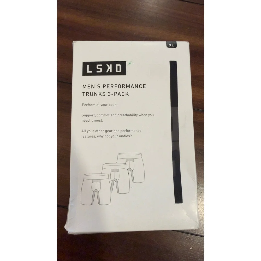 LSKD Mens‎ Perform Trunks 3-Pack XL Black Blue White MUND00550 5 Inch Inseam NEW